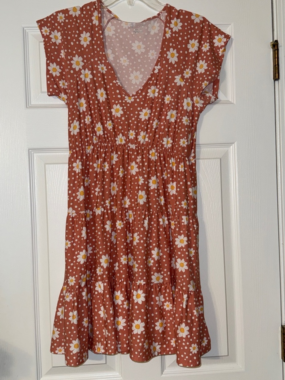 NOBO Rust Floral Dot Tiered V-Neck Dress